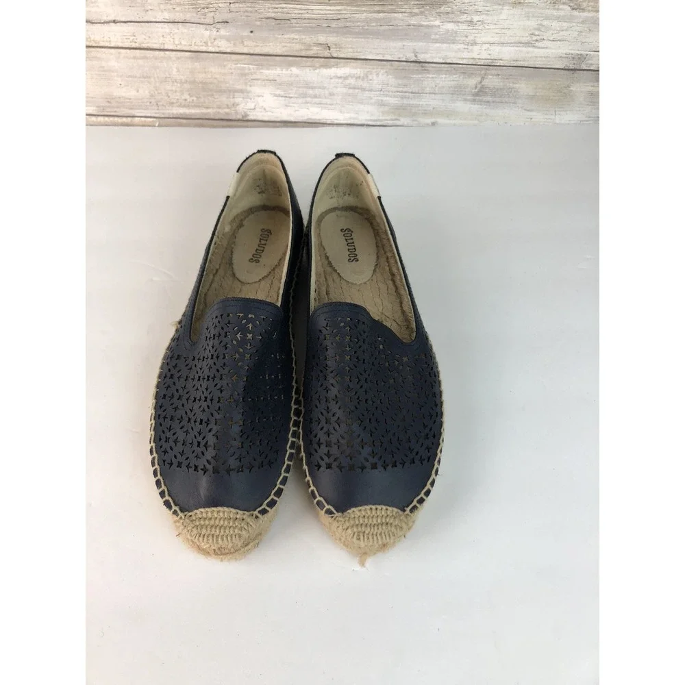 Soludos Navy Shoes Blue‎ Perforated Espadrille Flats Size 10